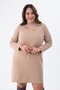 Plus Size Knitwear Dress with Chest Detail in Beige