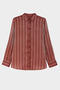 4594 Women's Striped Satin Shirt Burgundy