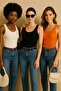 Women's 3-Pack Black-White-Orange Zero Sleeve Camisole Bodysuit-Crew Neck 100% Cotton Tank Top Blouse - 3