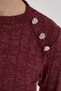 Burgundy Button Detailed Striped Knitwear Tunic 8132A - 4