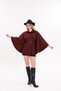 Women's Burgundy Belted Oversized Cashmere Poncho/ New Season - Comfortable Fit - Stylish Daily Combination - 4