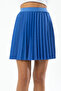 Blue Satin Elastic Waist Pleated Mini Skirt - 5