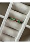 Thin Ring with Green Enamel Leaf Pattern