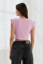 Shoulder padded crop blouse pink - 5