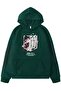Sakura Discovery Union Printed Hooded Cotton Green Sweatshirt with Pockets
