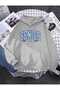 Senior Ribbon Printed Hooded Cotton Gray Sweatshirt with Pockets