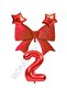 Red Color Star Bow Number Foil Balloon Set 2 Years Old