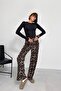 Women's Black Slip-On Modal Bodysuit and Leopard Patterned Wrap Palazzo Pants Two-Piece Set - 4