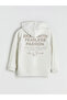 Gray Hooded Printed Boys' Zippered Sweatshirt - 7