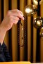 Special Pearl Detailed Silver Design Crimped Amber Prayer Beads - 7
