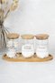 3-Piece Bamboo Lid and Bamboo Stand Cotton Set Borosilicate Glass Storage Container with Transparent Label 250 ml
