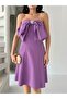 Lilac Bow Detailed Mini Evening Dress - 4