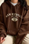 Coffee New Rochelle Printed Hooded Oversize Sweatshirt