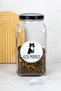 Cat Food Glass Storage Jar 3 Lt Food Storage Container with Scale and Label Gift - 3