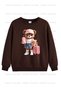 Teddy Bear Printed Brown-Beige-Green Triple Crew Neck Girls' Sweatshirt - 6