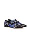 Black Patent Leather Navy Blue Color Lace-Up Genuine Leather Men's Shoes