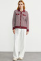 Striped Collar Knitwear Jacket - Burgundy - 2