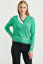 Color Block Knitwear Sweater - Green - 2