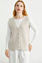 Thessaloniki Knitted Buttoned Wool Knitwear Vest - Stone - 2