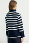 Woolen Full Fisherman Striped Knitwear Sweater - Navy Blue - 5