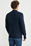 Buttoned Hair Knitwear Cardigan - Navy Blue - 6