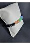 Unisex Black and Three-Color Glass Bead Bracelet - 2
