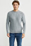 Motif Detailed Crew Neck Knitwear Sweater - Gray