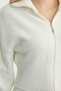 High Neck Zippered Waist Detailed Knitwear Cardigan - Bone - 6