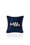 Navy Blue Velvet Throw Pillow Cover with Leather Applique Fish Design 43X43Cm - 2