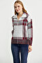 Plaid Block Transition Wool Knitwear Cardigan - Burgundy - 2