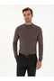 Mink Slim Fit Cashmere Silk Blended Quarter Turtleneck Knitwear Sweater 50316299-Vr052