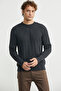 Cotton Hair Knit Detailed Sweater - Anthracite - 2
