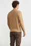 Motif Detailed Crew Neck Knitwear Sweater - Camel - 5