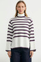 Woolen Full Fisherman Striped Knitwear Sweater - Bone - 3