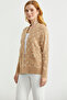 Oversized Knit Cardigan with Pocket Detail and Logo - Camel - 5