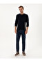 Navy Blue Slim Fit Cotton Blend Crew Neck Knitwear Sweater 50318982-Vr033 - 4