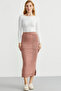 Long Knit Skirt with Pocket Detail - Rose