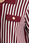 Striped Collar Knitwear Jacket - Burgundy - 4