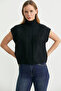 Full Fisherman Crop Knit Sweater - Black - 2
