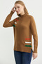 Turtleneck Color Detailed Knitwear Sweater - Camel - 3