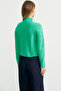 سترة تريكو بياقة مستقيمة من Hair Knit - أخضر - 5