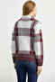 Plaid Block Transition Wool Knitwear Cardigan - Burgundy - 5