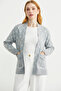 Oversize Knit Cardigan with Pocket Detail and Logo - Gray - 3