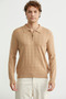 Zippered Polo Neck Knitwear Sweater - Beige