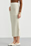 Long Knit Skirt with Pocket Detail - Stone - 4