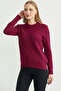 Zero Neck Motif Detailed Knitwear Sweater - Claret Red - 4