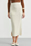 Long Knit Skirt with Pocket Detail - Stone - 3