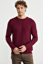 Motifli Crew Neck Knit Sweater - Burgundy - 2