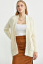 Hair Braid Motif Pocketed Knitwear Cardigan - Bone - 3