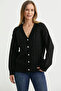 Pearl Button Detailed Knitwear Cardigan - Black